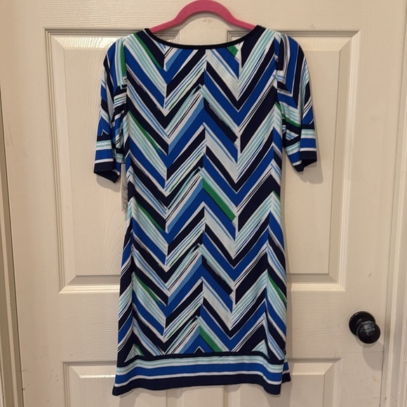 Eliza J NWT blue/green shift dress, size 6 - Picture 7 of 8